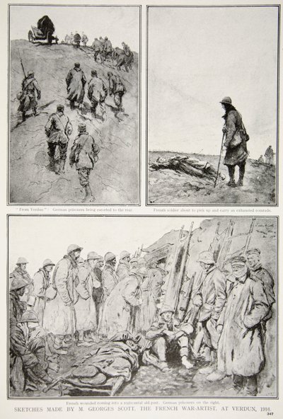 Sketches made by a French War-Artist at Verdun, 1916 by M. Georges Scott